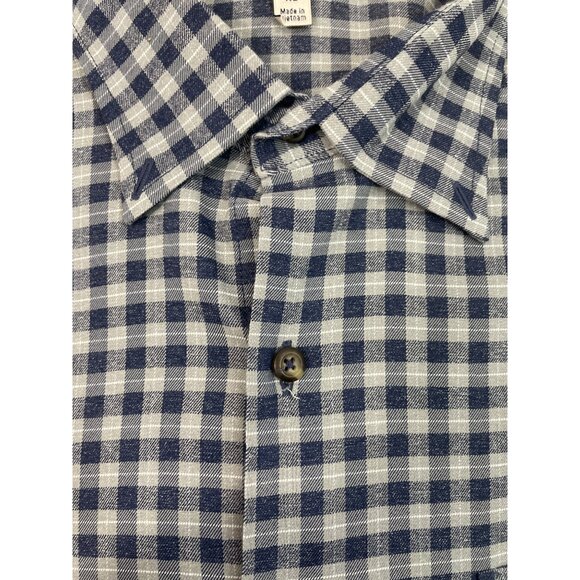 Peter Millar Mens Blue & Gray Checkered Button-Up Shirt Size XL - Picture 7 of 10